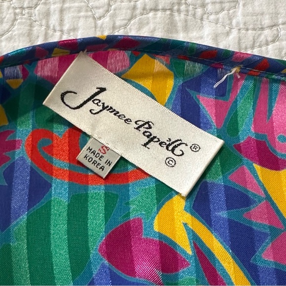 Jaymee Papell Vintage 80’s Beautiful Maxi Dress Cinch Waist Tussles Artsy Small - Picture 12 of 13